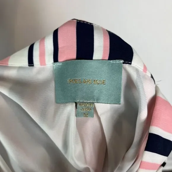 Skies Are Blue NWOT Pink Medium Striped off-the-shoulder Mini Dress Size M - Picture 3 of 4